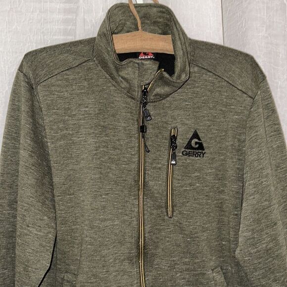 GERRY M Men’s Camo Green Heathered Full Zip Sweatshirt - Picture 3 of 16